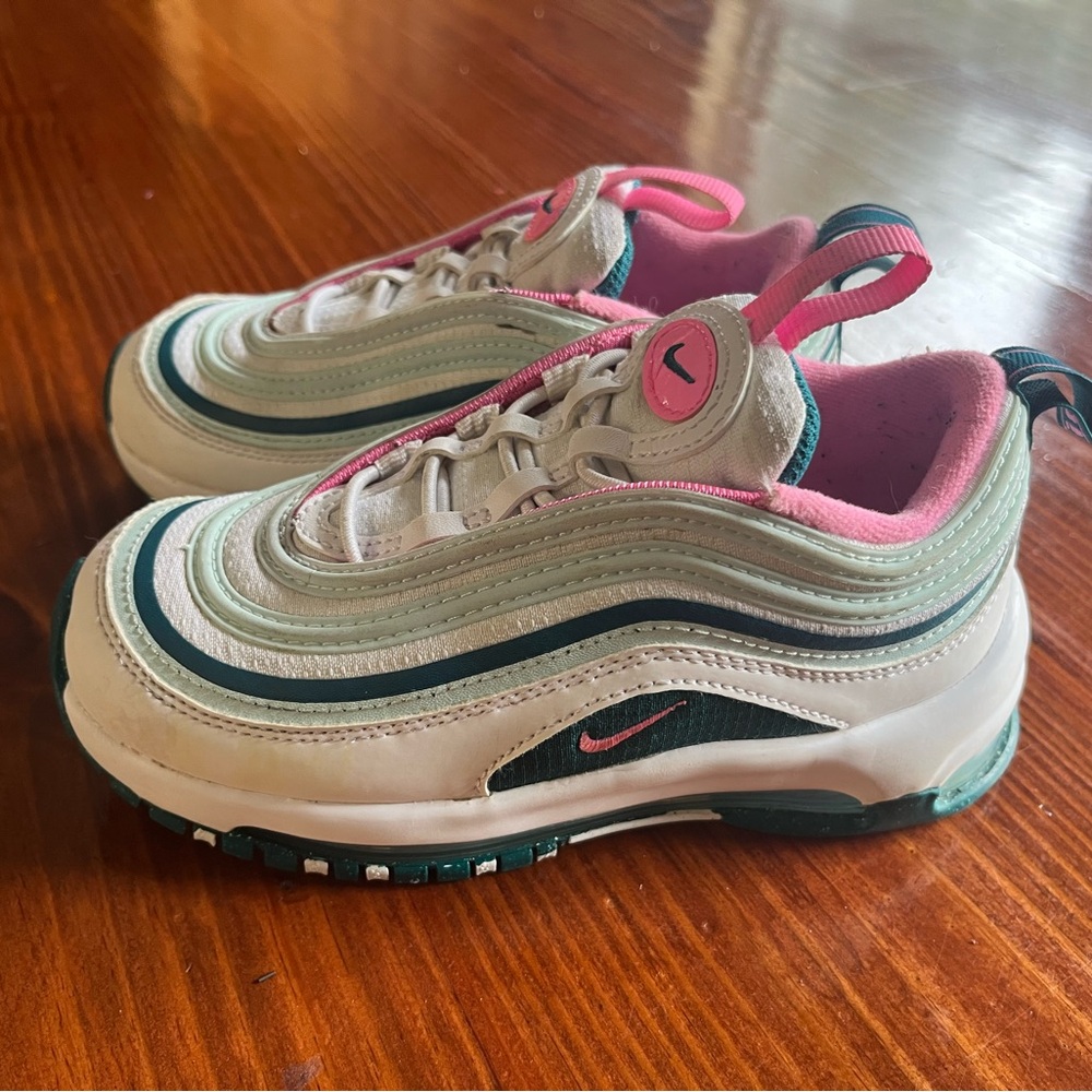 Nike Kids Sneakers - Pink, Green, and White